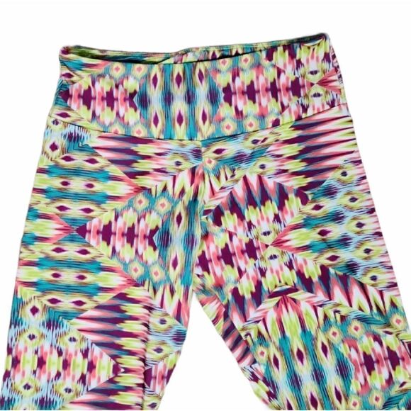 Onzie Colorful Cropped Leggings Bold Yoga Psychedelic Print Size Small Medium - Picture 5 of 12